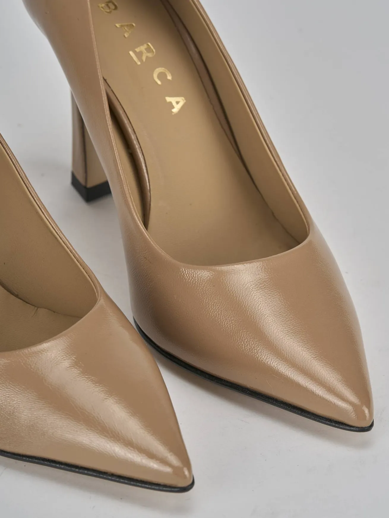 Décolleté tacco 10cm vernice marrone