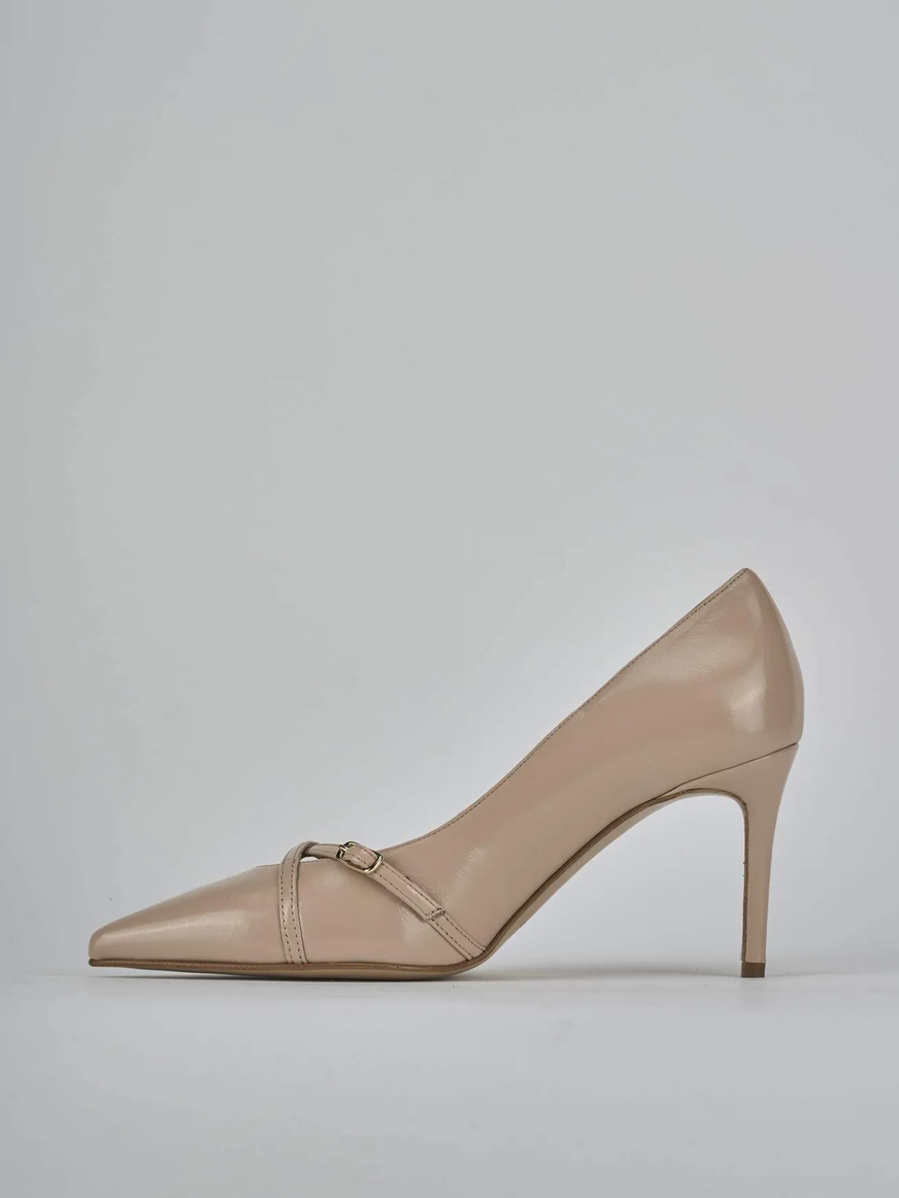 Décolleté tacco 7cm vernice marrone