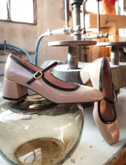 Décolleté tacco 5cm vernice beige