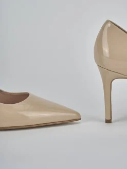 Décolleté tacco 7cm vernice beige