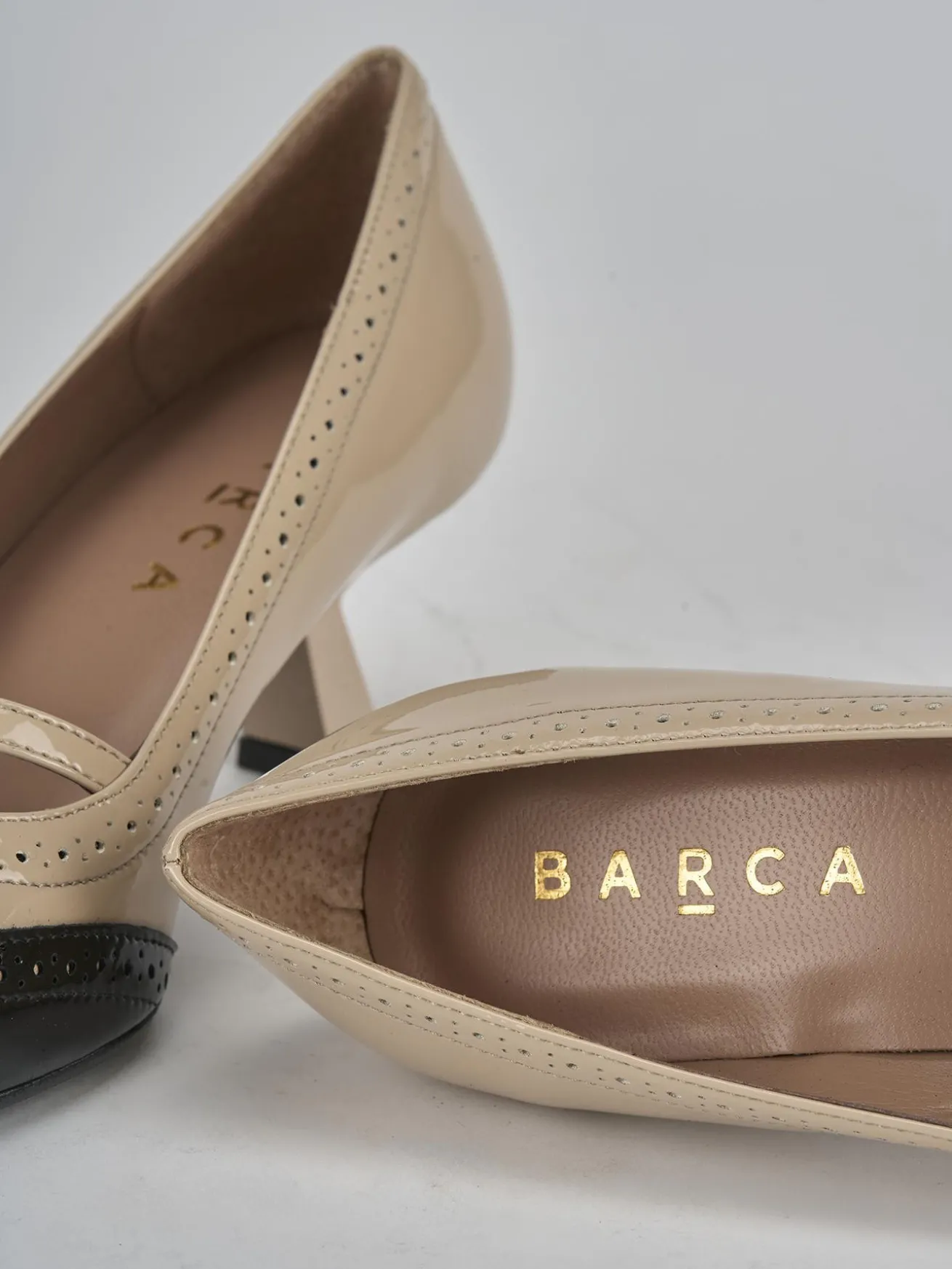 Décolleté tacco 6cm vernice beige