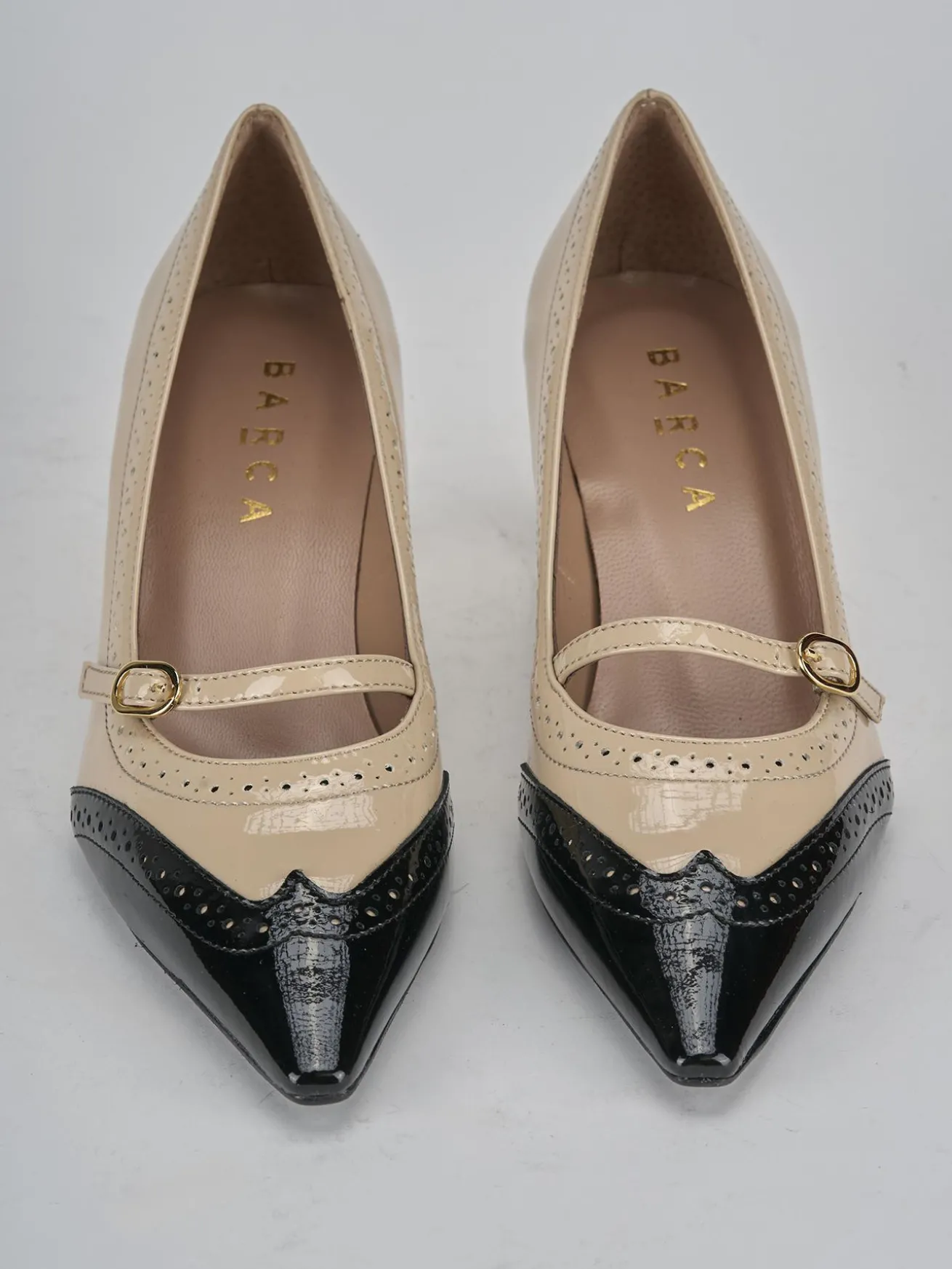 Décolleté tacco 6cm vernice beige