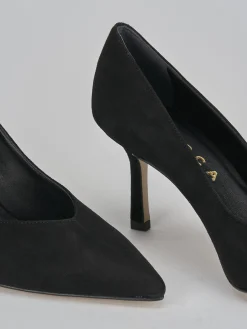 Decoltè tacco 7 cm nero camoscio