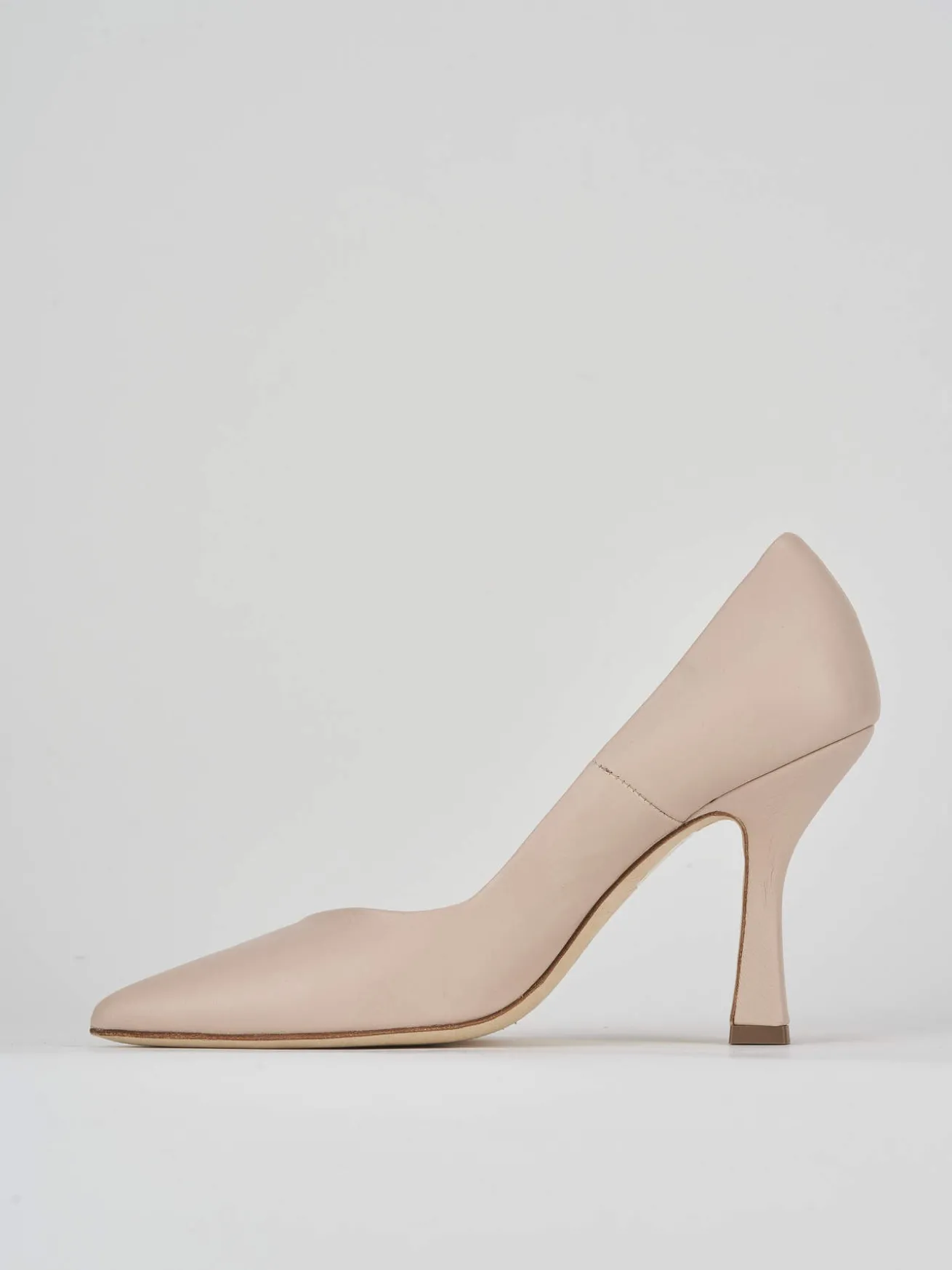 Decoltè tacco 9 cm rosa pelle