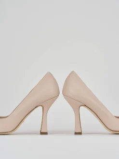 Decoltè tacco 9 cm rosa pelle