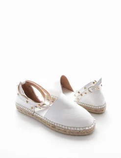 espadrilas fondo in gomma e soletto interno in vera pelle. Tomaia in morbidissima pelle nappata bianco