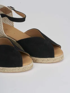 Espadrillas tacco 7cm camoscio nero
