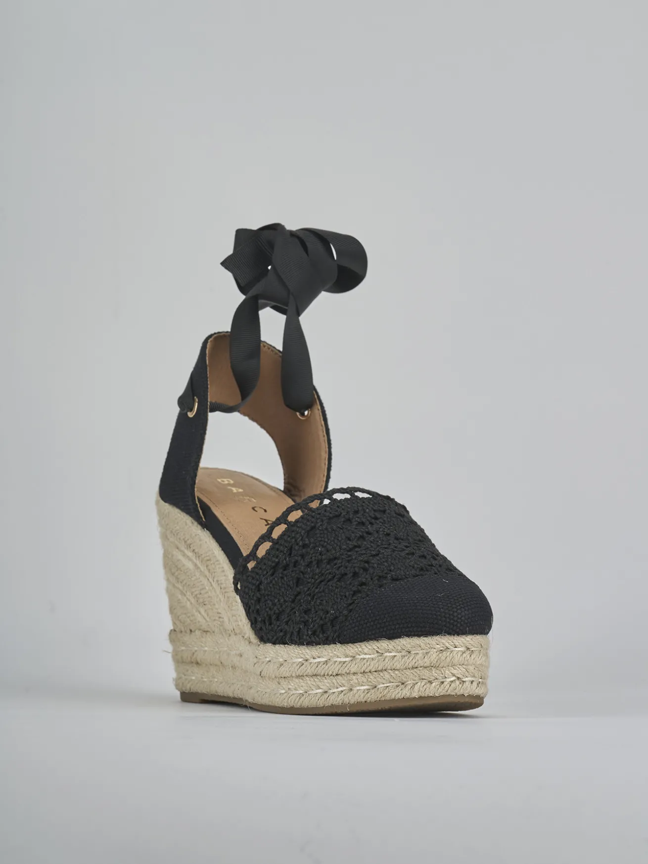 Espadrillas tacco 11cm camoscio sostenible nero