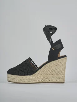Espadrillas tacco 11cm camoscio sostenible nero