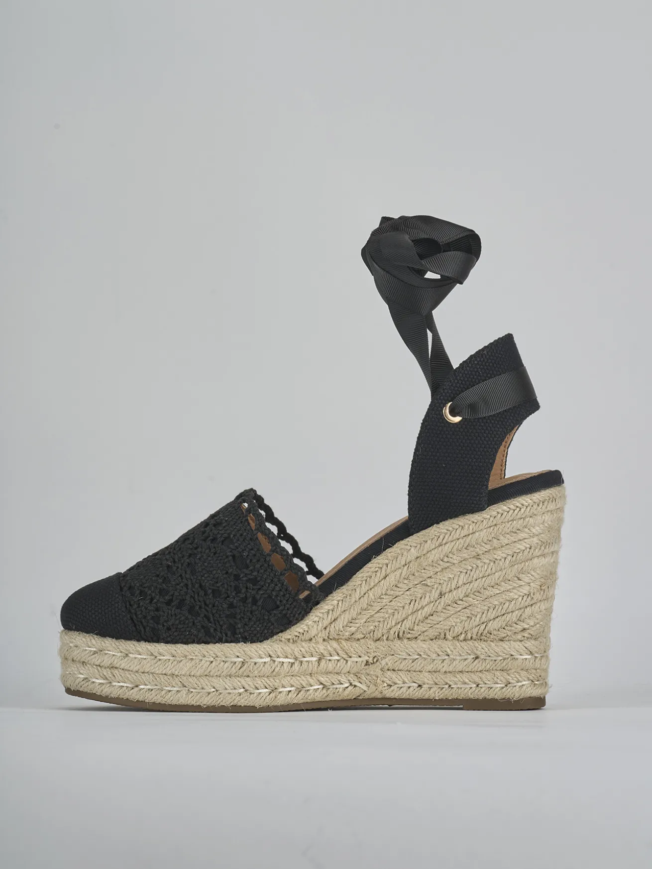 Espadrillas tacco 11cm camoscio sostenible nero