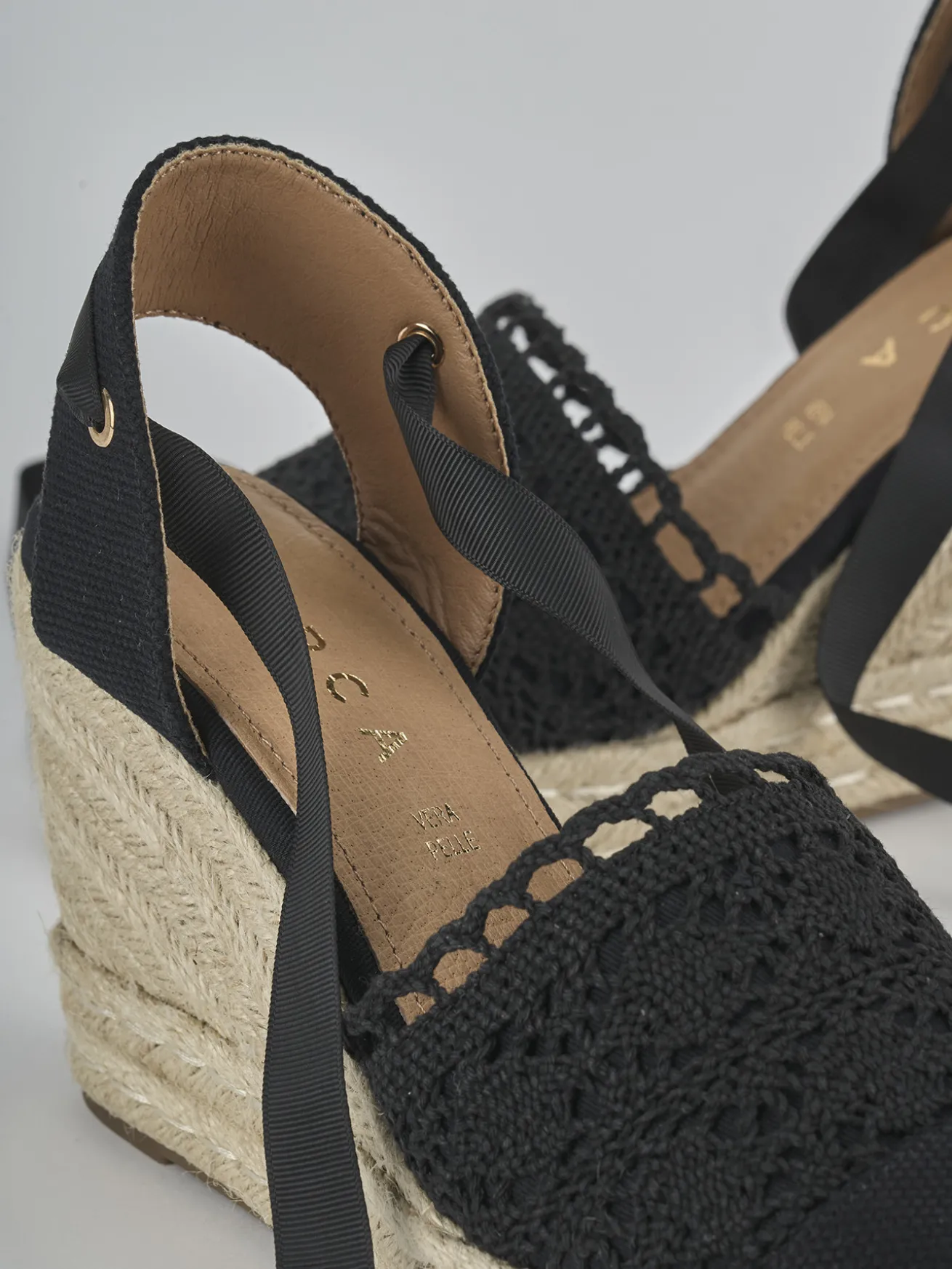 Espadrillas tacco 11cm camoscio sostenible nero