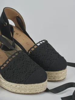 Espadrillas tacco 11cm camoscio sostenible nero