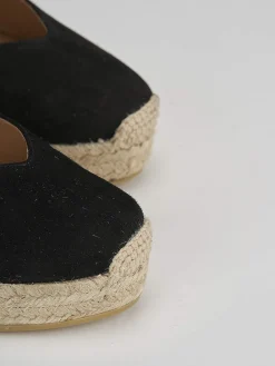 Espadrillas tacco 9cm camoscio nero