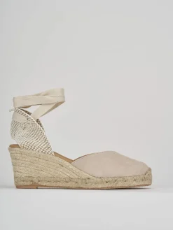Espadrillas tacco 6cm camoscio beige