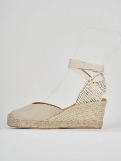 Espadrillas tacco 6cm camoscio beige