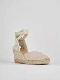 Espadrillas tacco 6cm camoscio beige