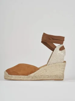 Espadrillas tacco 6cm camoscio marrone