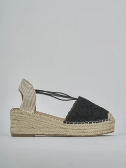Espadrillas tacco 6cm camoscio sostenible nero