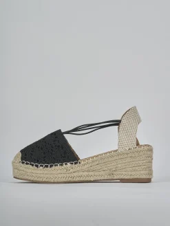Espadrillas tacco 6cm camoscio sostenible nero
