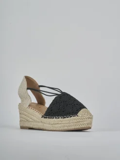 Espadrillas tacco 6cm camoscio sostenible nero