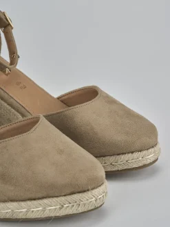 Espadrillas tacco 9cm camoscio sostenible beige