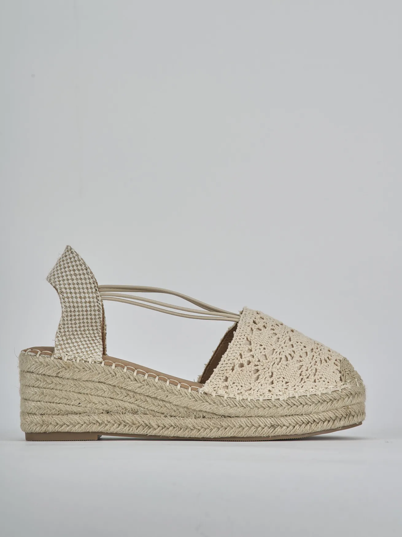 Espadrillas tacco 6cm camoscio sostenible beige