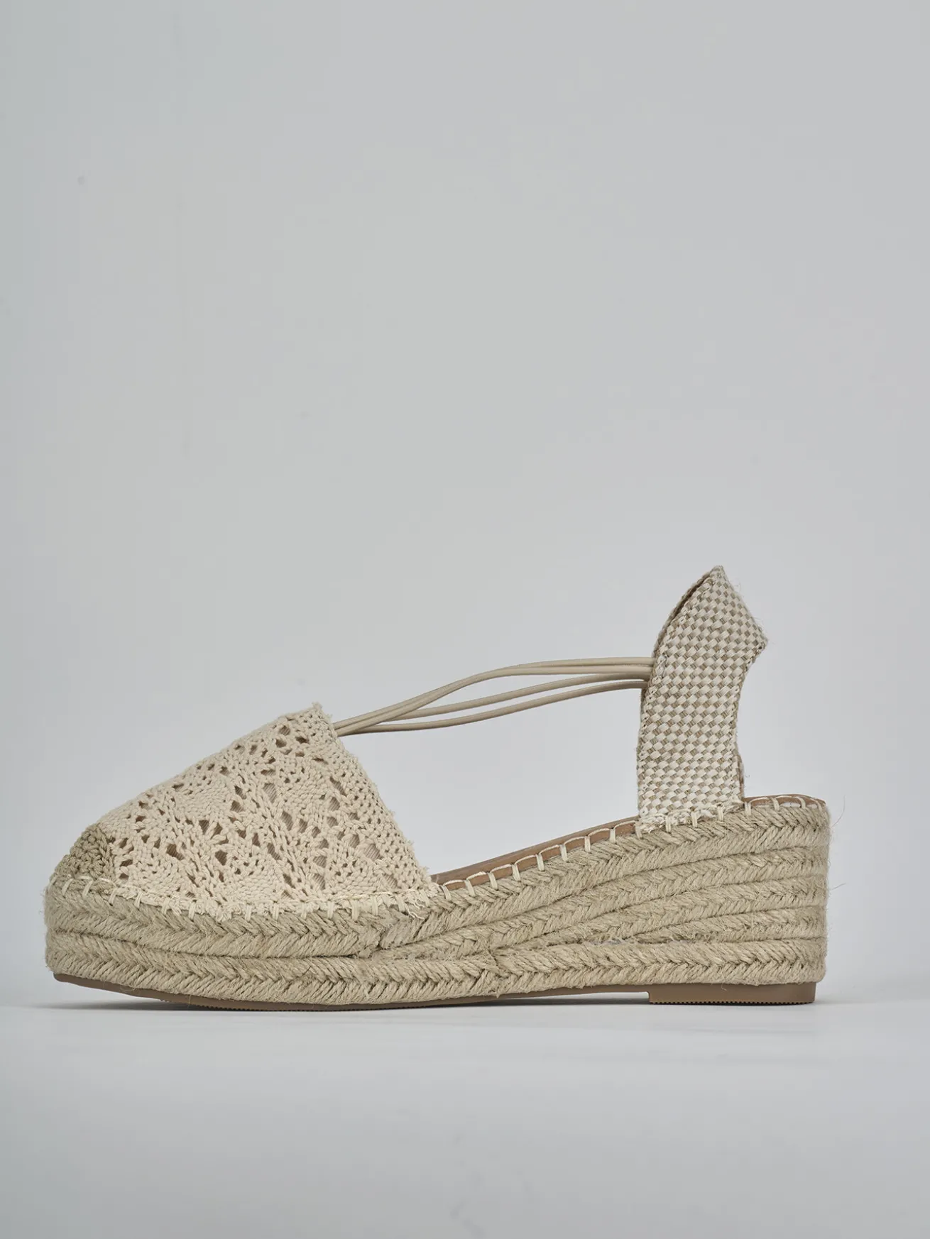 Espadrillas tacco 6cm camoscio sostenible beige
