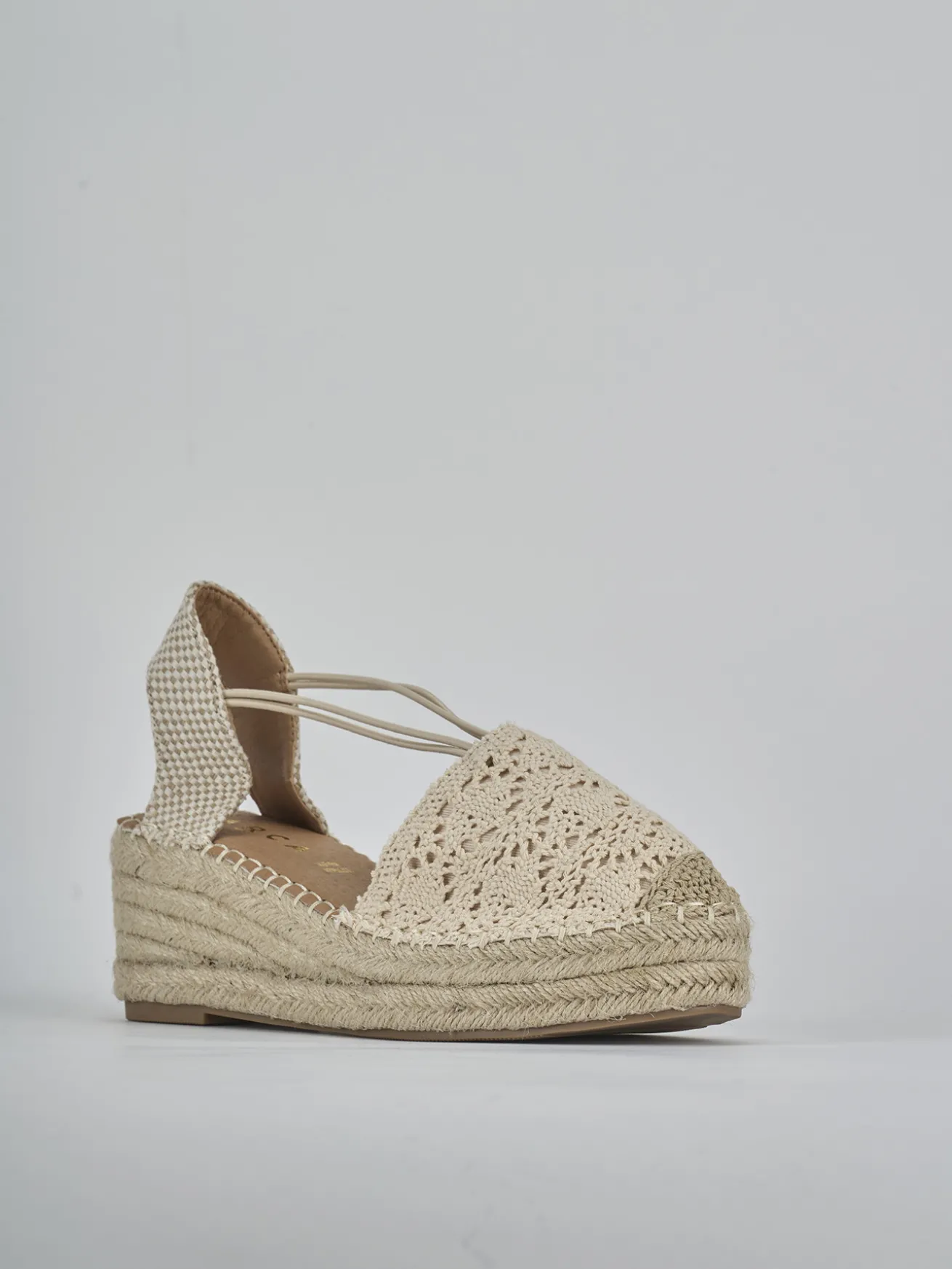 Espadrillas tacco 6cm camoscio sostenible beige