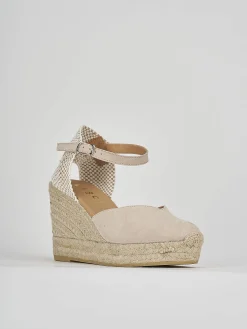 Espadrillas tacco 9cm camoscio beige