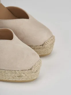 Espadrillas tacco 9cm camoscio beige