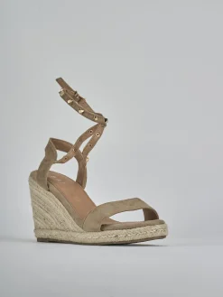 Espadrillas tacco 8cm camoscio sostenible beige
