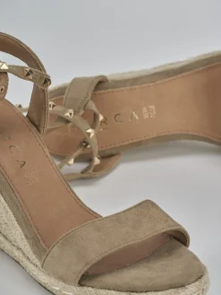 Espadrillas tacco 8cm camoscio sostenible beige