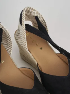 Espadrillas tacco 6cm camoscio nero