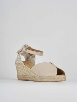 Espadrillas tacco 7cm camoscio beige