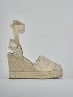 Espadrillas tacco 11cm camoscio sostenible beige