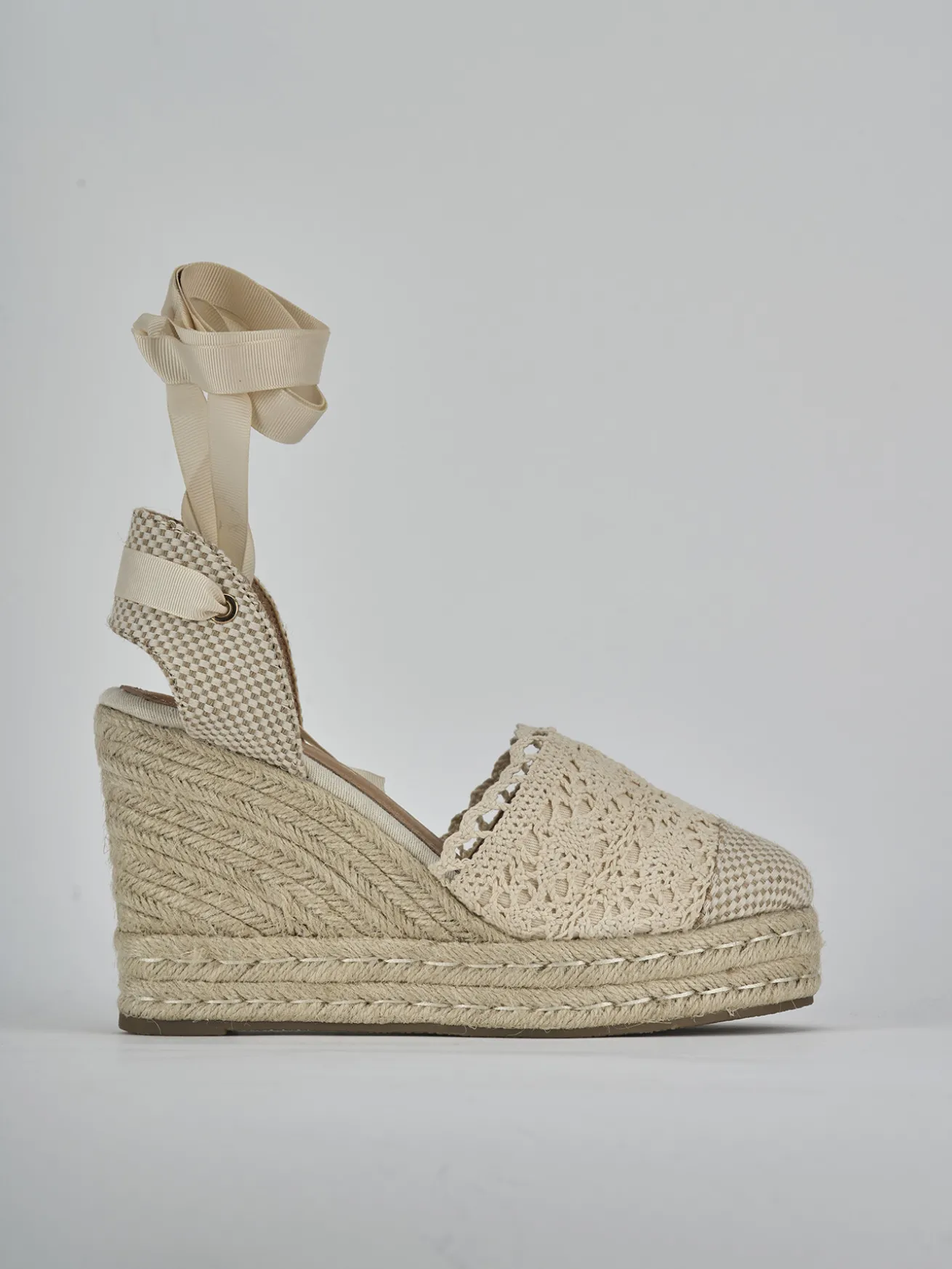 Espadrillas tacco 11cm camoscio sostenible beige