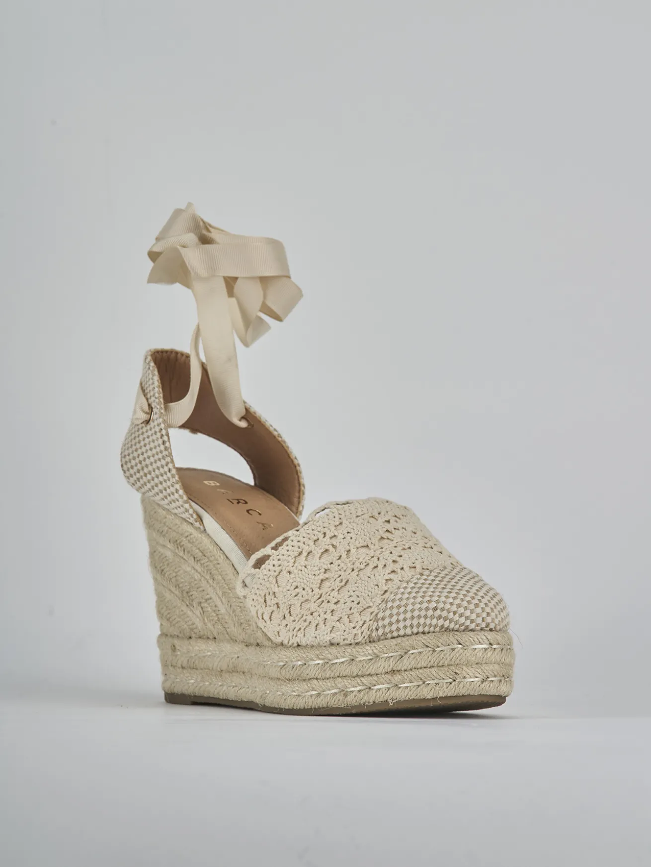 Espadrillas tacco 11cm camoscio sostenible beige