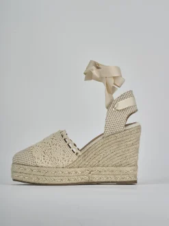 Espadrillas tacco 11cm camoscio sostenible beige
