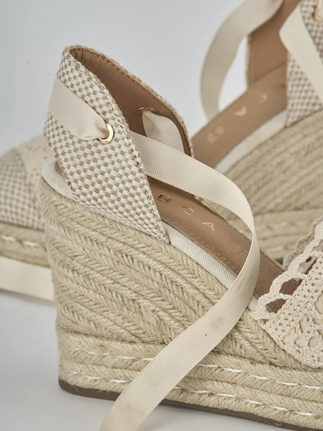 Espadrillas tacco 11cm camoscio sostenible beige