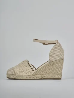 Espadrillas tacco 9cm pelle beige