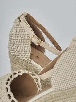Espadrillas tacco 9cm pelle beige