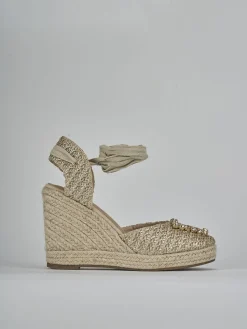 Espadrillas tacco 8cm pelle oro