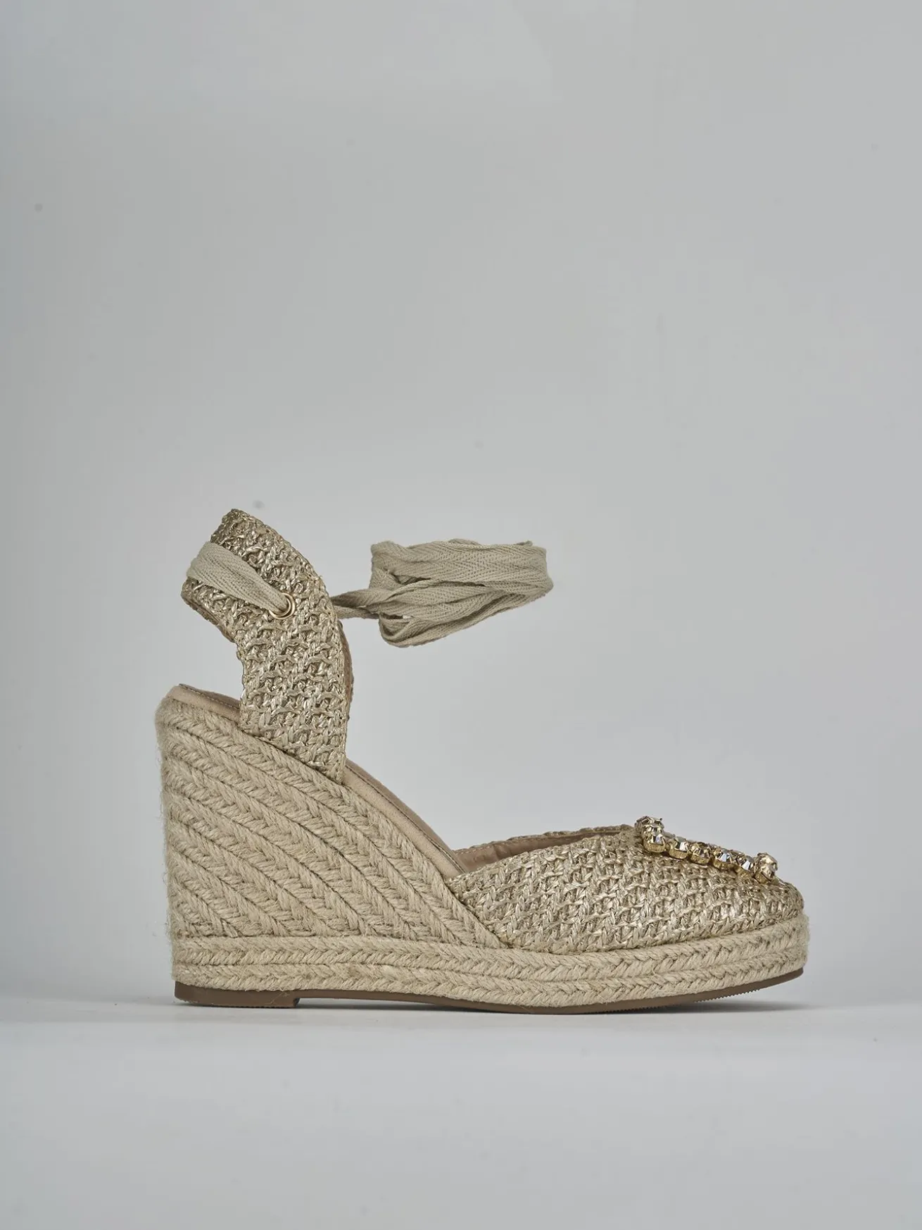 Espadrillas tacco 8cm pelle oro