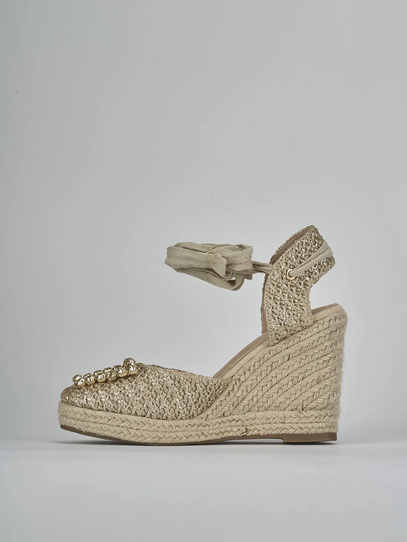 Espadrillas tacco 8cm pelle oro