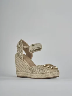 Espadrillas tacco 8cm pelle oro
