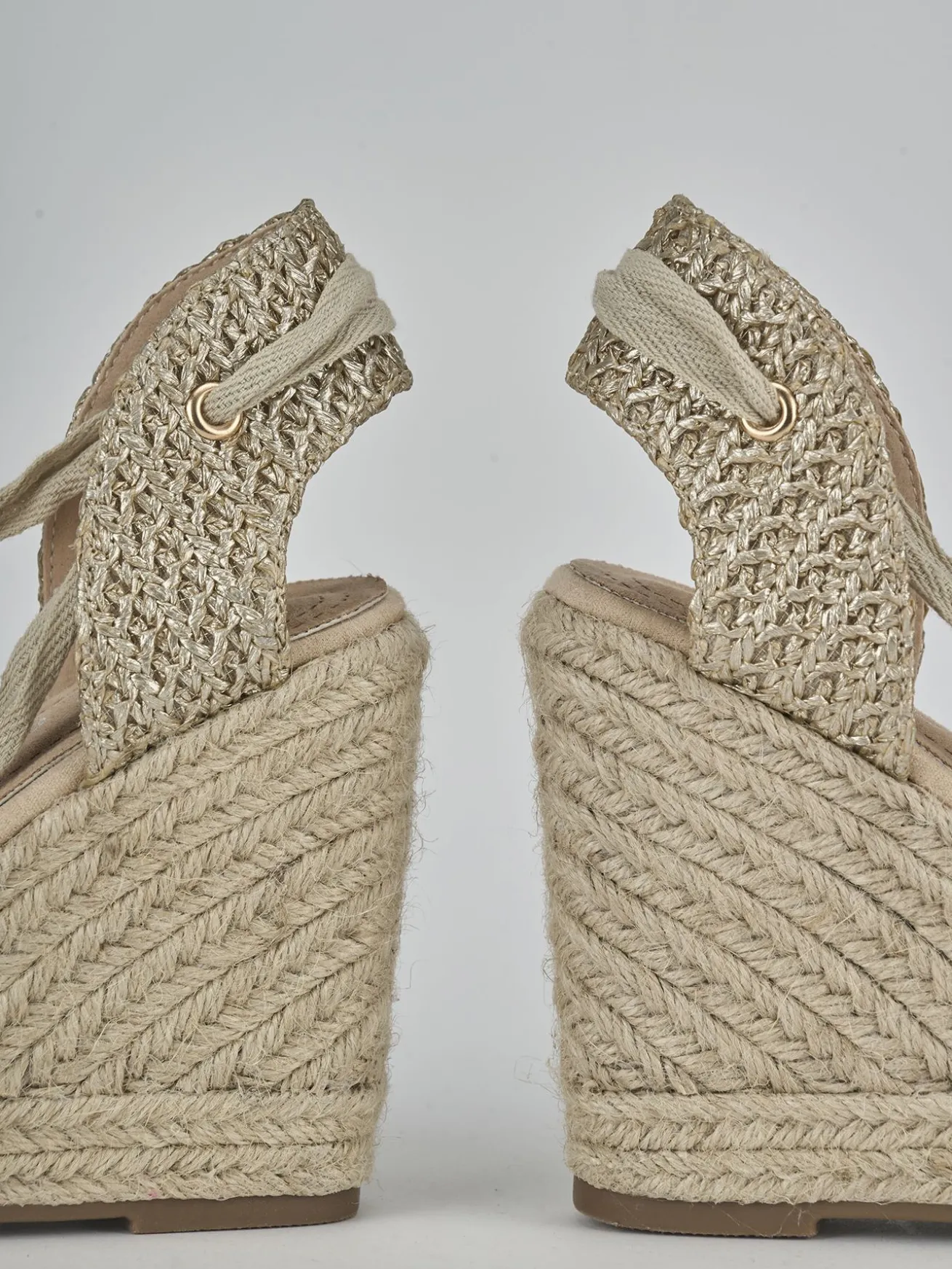 Espadrillas tacco 8cm pelle oro