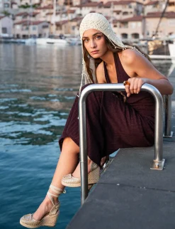 Espadrillas tacco 8cm pelle oro