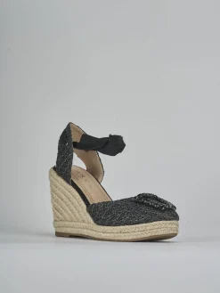 Espadrillas tacco 8cm pelle nero