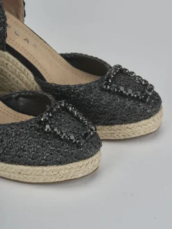 Espadrillas tacco 8cm pelle nero