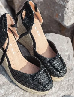 Espadrillas tacco 8cm pelle nero